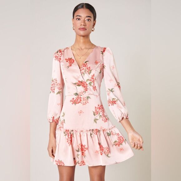 Sugarlips Bonitas Mariko Surplice Mini Dress NEW Size Medium BLUSH-CORAL - Picture 5 of 16